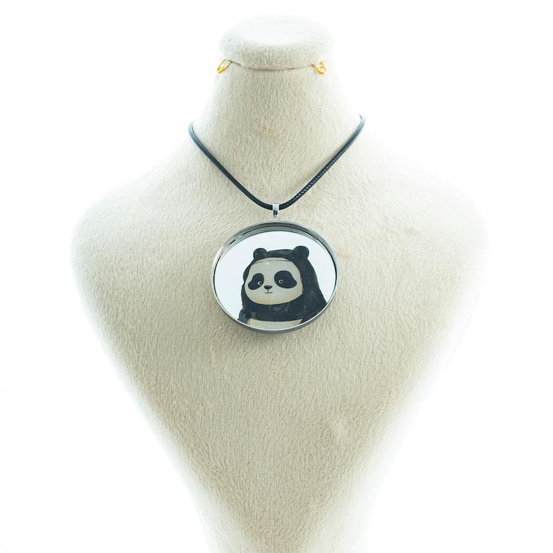 گردنبند آینه ای طرح پاندا