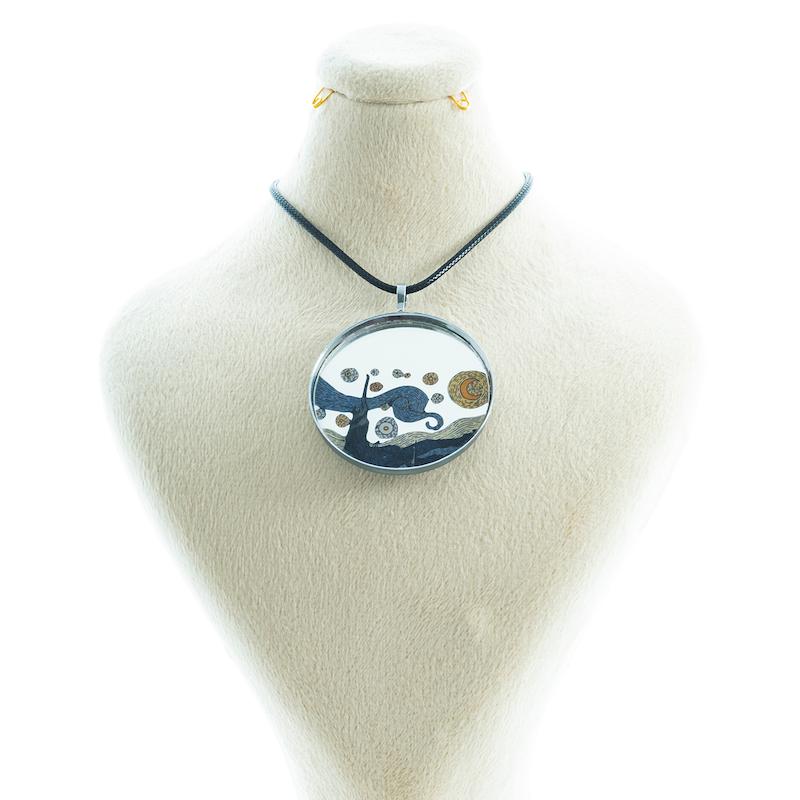 گردنبند آینه ای طرح شب پرستاره