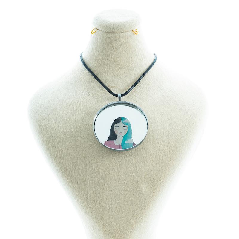 گردنبند آینه ای طرح دختر آسمانی 