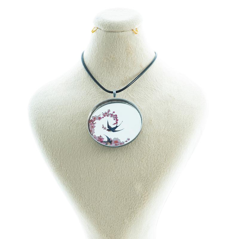 گردنبند آینه ای طرح پرستو