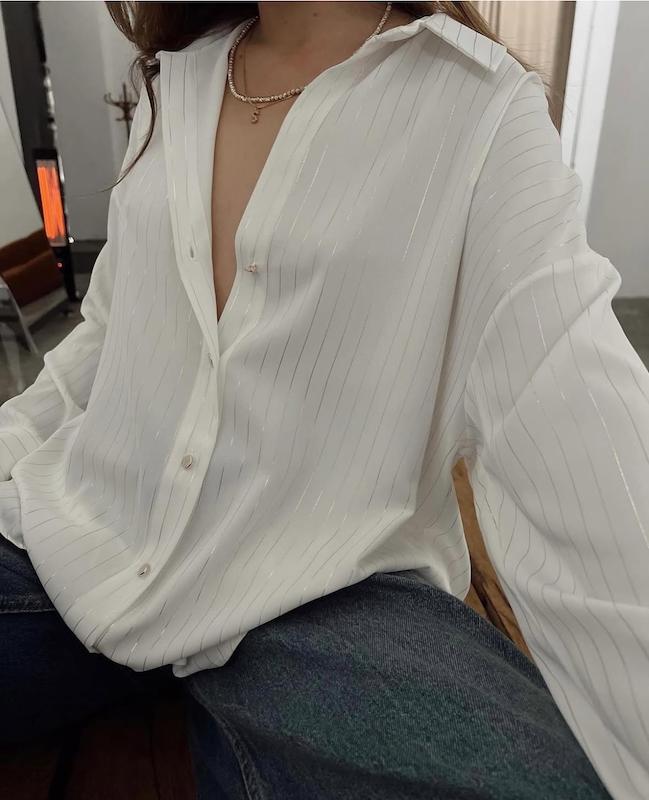 شومیز راه راه ساتن 24y11698