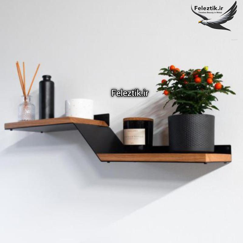 شلف چوبی فلزی دکوراتیو و مدرن کد 103