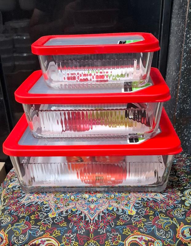 ظرف سه تیکه شیاردار پیرکس لیمون