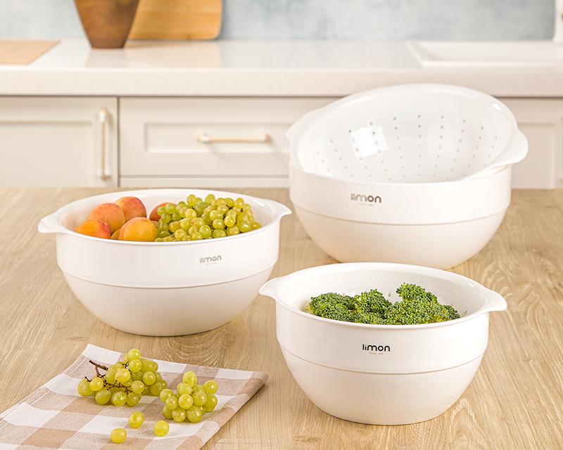 آبکش و لگن گرد شش پارچه لیمون 