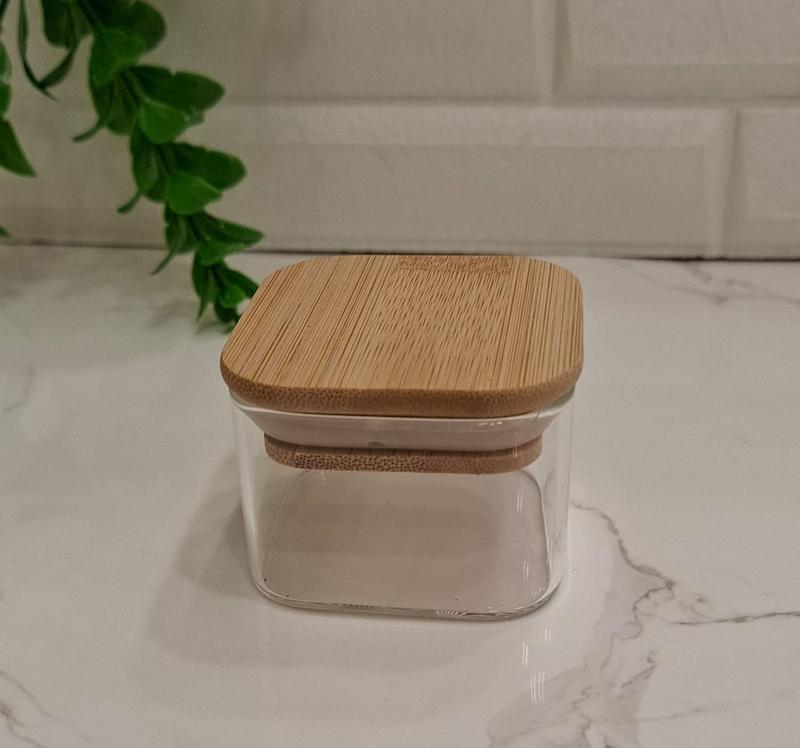 جای ادویه پیرکس مربع درب بامبو 4*6