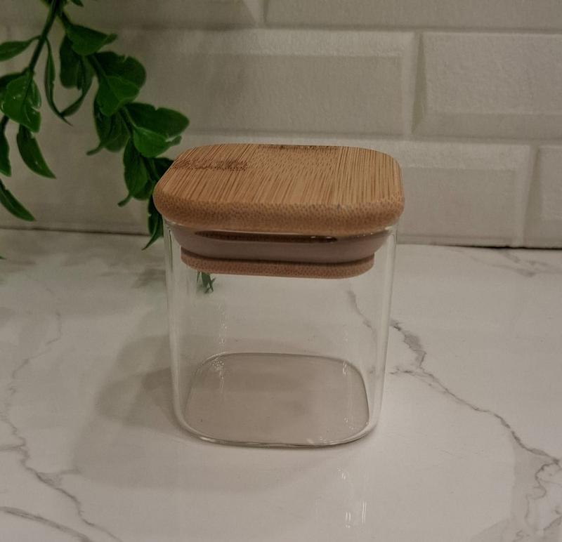 جای ادویه پیرکس مربع درب بامبو 6*6
