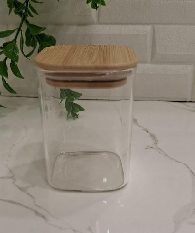 جای ادویه پیرکس مربع درب بامبو 8*6