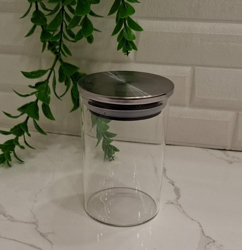 جای ادویه پیرکس گرد درب استیل 10*6/5