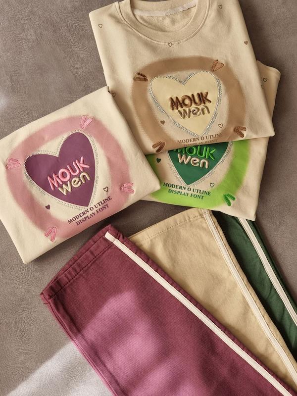 ست قلبی با شلوار کتان