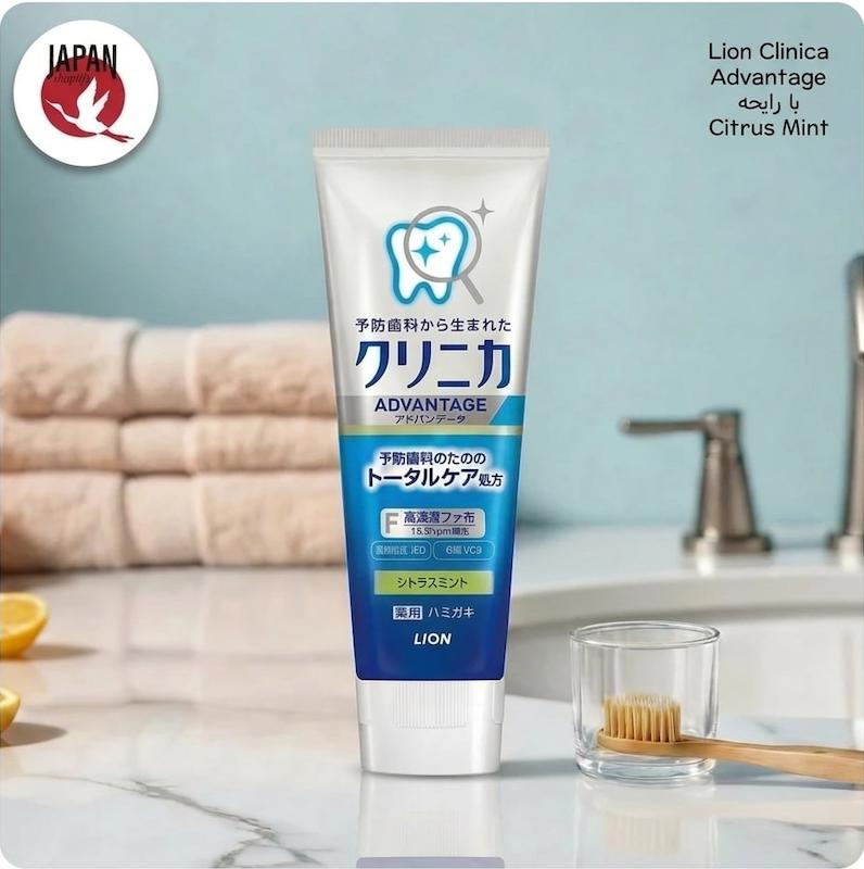 خمیردندان ضد پوسیدگی کلینیکا ادونتج با رایجه نعناع و مرکبات LION CLINICA ADVANTAGE Toothpaste Citrus mint