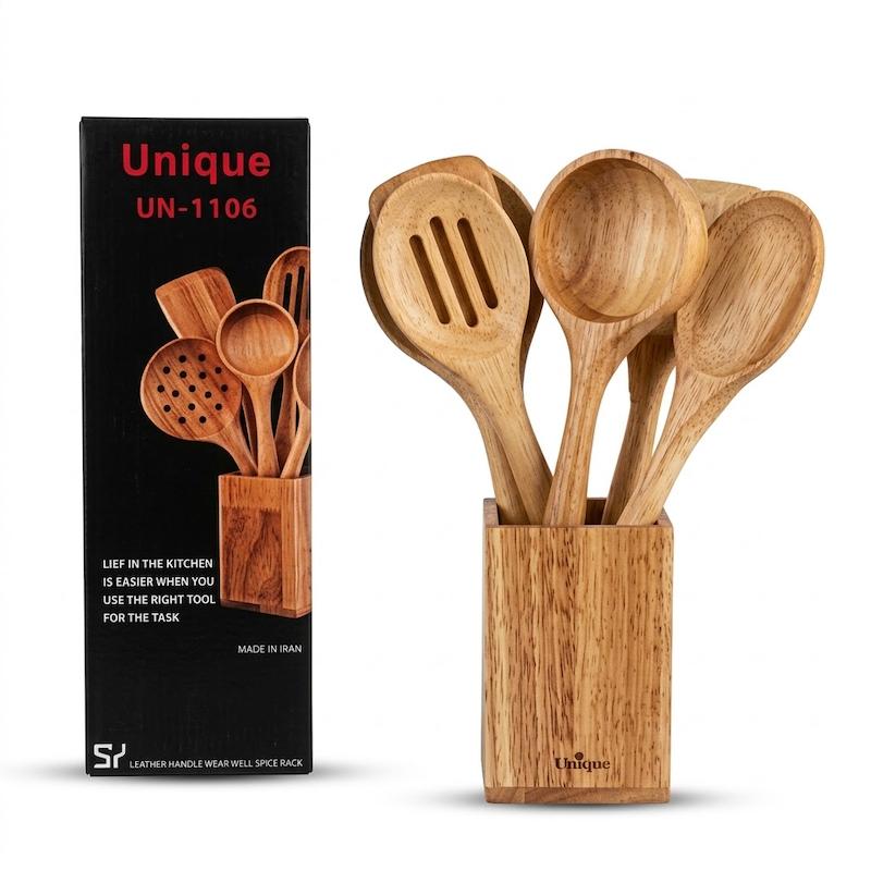 سرویس کفگیر ملاقه چوبی یونیک 7 پارچه UN-1106