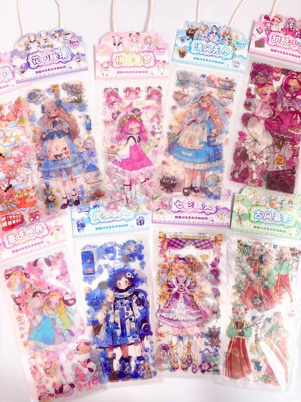 پک استیکر شفاف ۳ ورقه ای  دخترانیمه ای👧🏻🎀