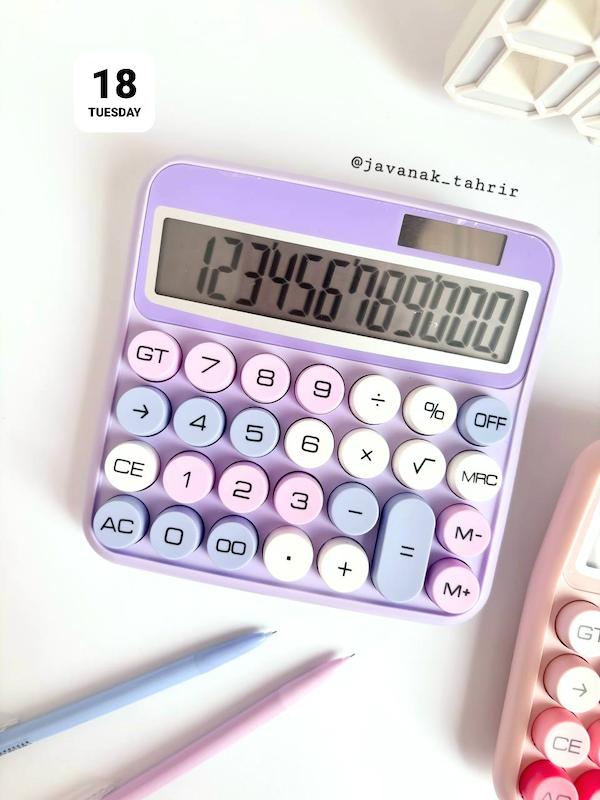 ماشین حساب دکمه رنگی سایز بزرگ نوری باتری خور🔋☀️