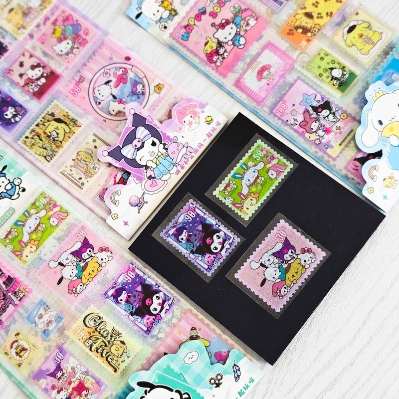 پک ۴ ورقه ای استیکر پنس دار طرح تمبر سانریو