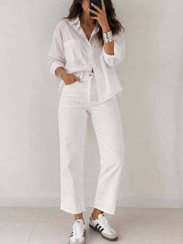 White Straight Cropped Jean | ZARA