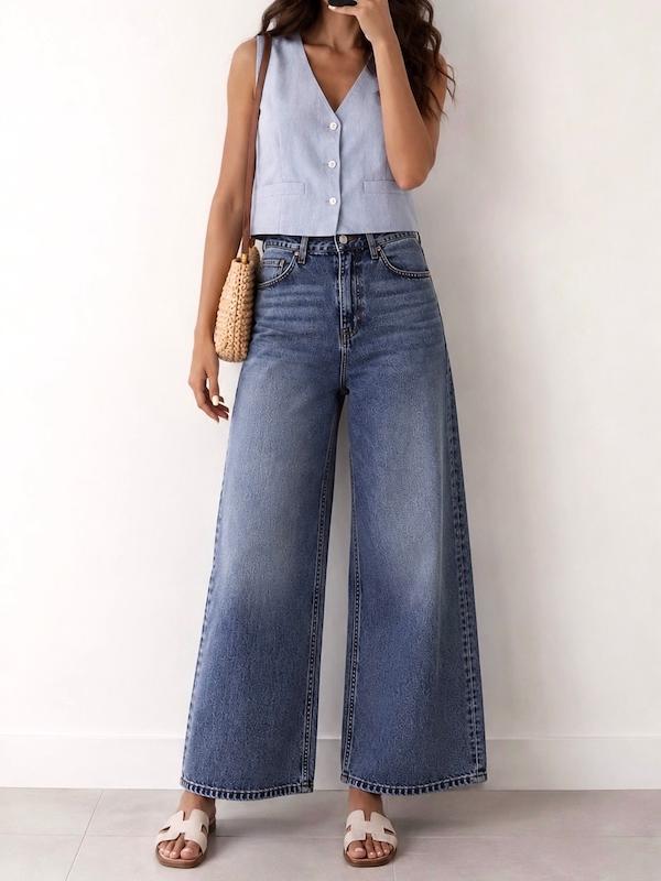Classic Blue Wide Leg Jean | ZARA