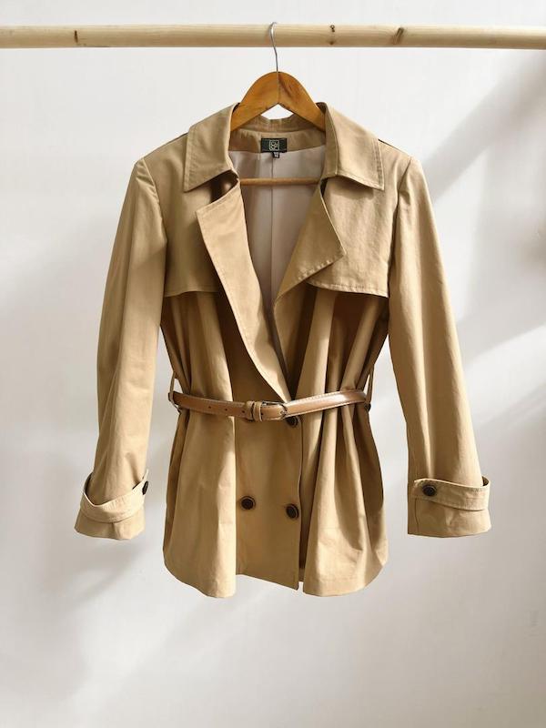 ترنچ کت کمردار کرم نخودی