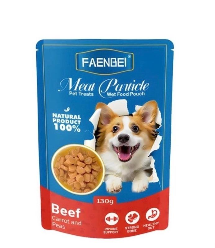 پوچ سگ فنبی با طعم ماهی تن و مرغ و کدو Faenbei Dog Pouch with Tuna & Chicken & Pumpkin وزن 130 گرم