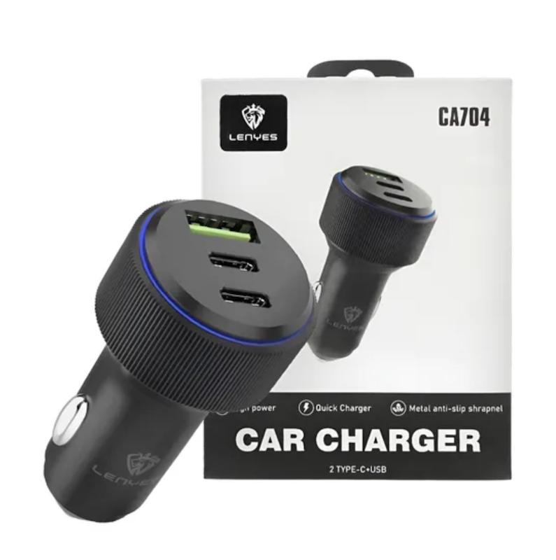 شارژر فندکی فست شارژر ۳ پورت 66W لنییس مدل C704 همراه با گارانتی شرکتی