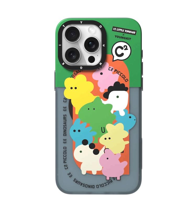 قاب برند Youngkit/یانگ کیت مدل C2 PICCOLO DINOSAURS Rainbow Ghost /Magsafe/مگ سیف ساپورت/جدید/خانواده دایناسورها