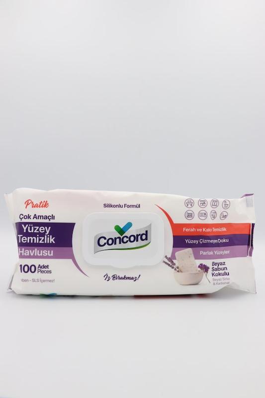 دستمال مرطوب و جرم‌گیر سطوح کنکورد لوندر ۱۰۰ عددی (Concord Lavender Surface Wipes)