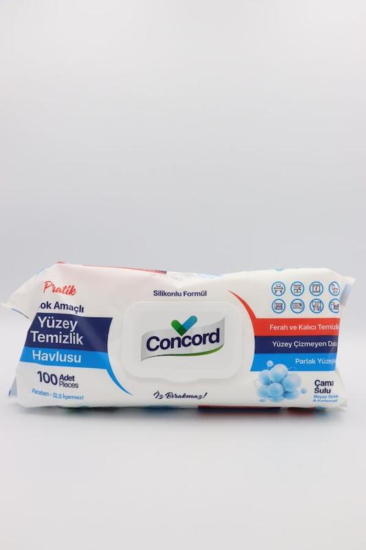 دستمال مرطوب سطوح و جرم‌گیر کنکورد ۱۰۰ عددی (Concord Surface Cleaning Wipes)