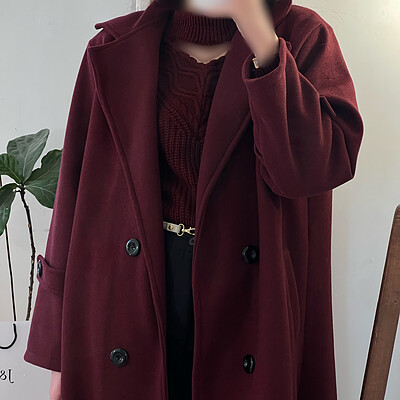 Jina cherry long overcoat 