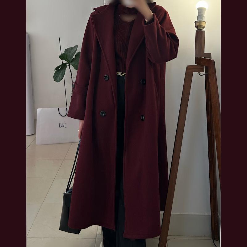 Jina cherry long overcoat 