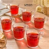ست شش عددی لیوان شیشه ای دسته دار لیمون 2281 پر شده با چای