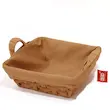 سبد نان و سبزی حصیری مربع برند آلفا با دسته و پارچه کرم