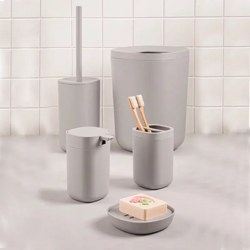 ست بهداشتی 5 تیکه لیمون مینیمال رنگ طوسی