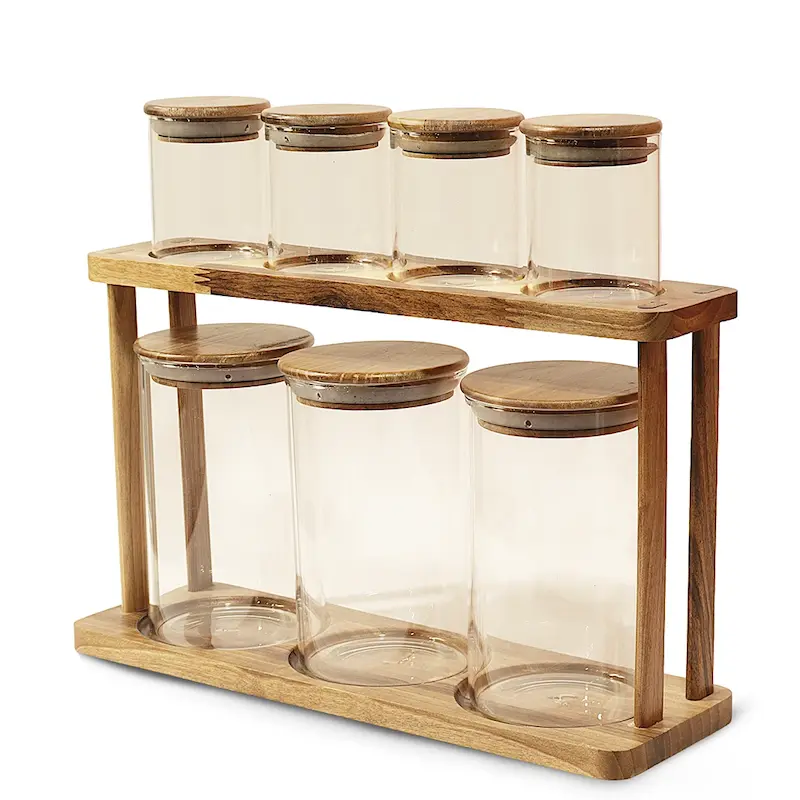 ست پاسماوری پیرکس با استند میله ای و درب چوب گردو برند اما هوم