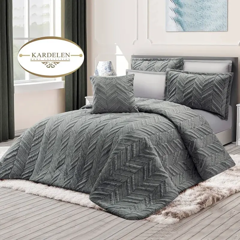 روتختی دو نفره مخمل طوسی تیره کاردلن مدل کوبا در دکوراسیون مدرن