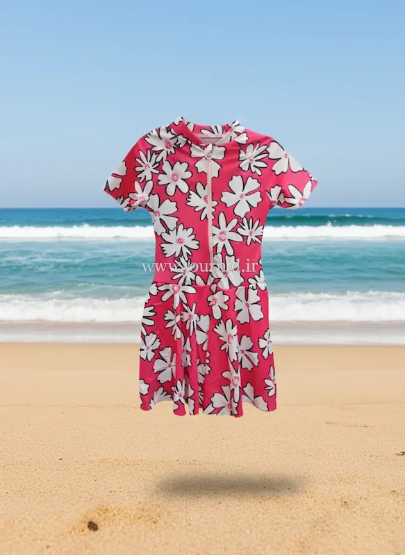 مایو دامن دار آستین دار دخترانه