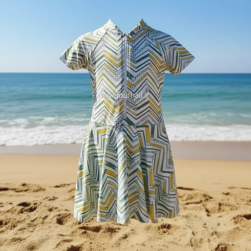 مایو دامن دار آستین دار دخترانه