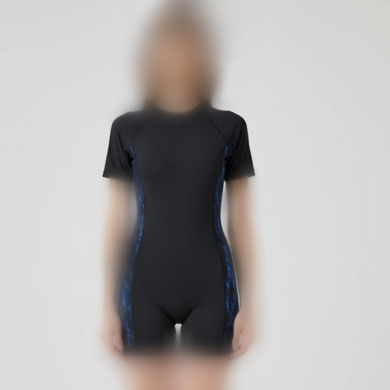 مایو پادار آستین دار نیمه پوشیده طرح غواصی کوتاه