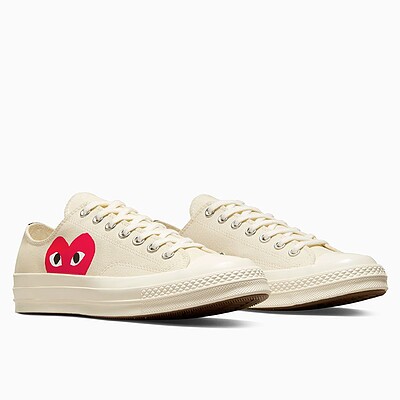 Converse x Comme des Garçons PLAY Chuck 70 High Top Cream/کانورس پلی بدون ساق کرم