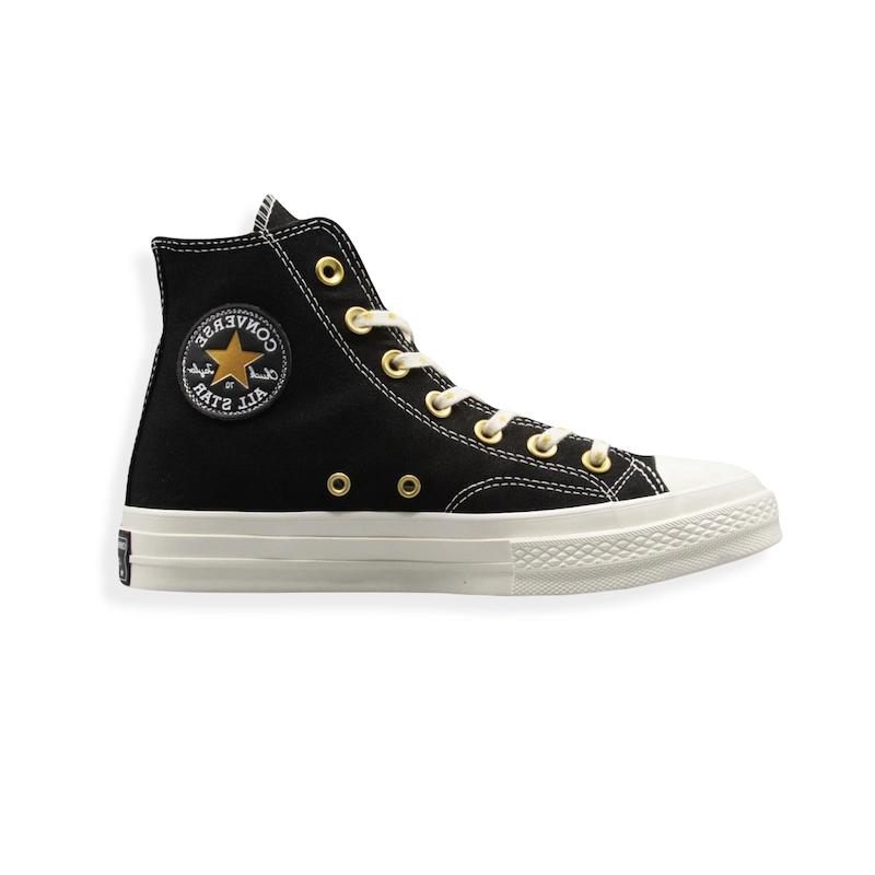 کانورس 1970 ستاره ای مشکی طلایی ساقدار | Converse 1970s Black Gold Stars Hightop