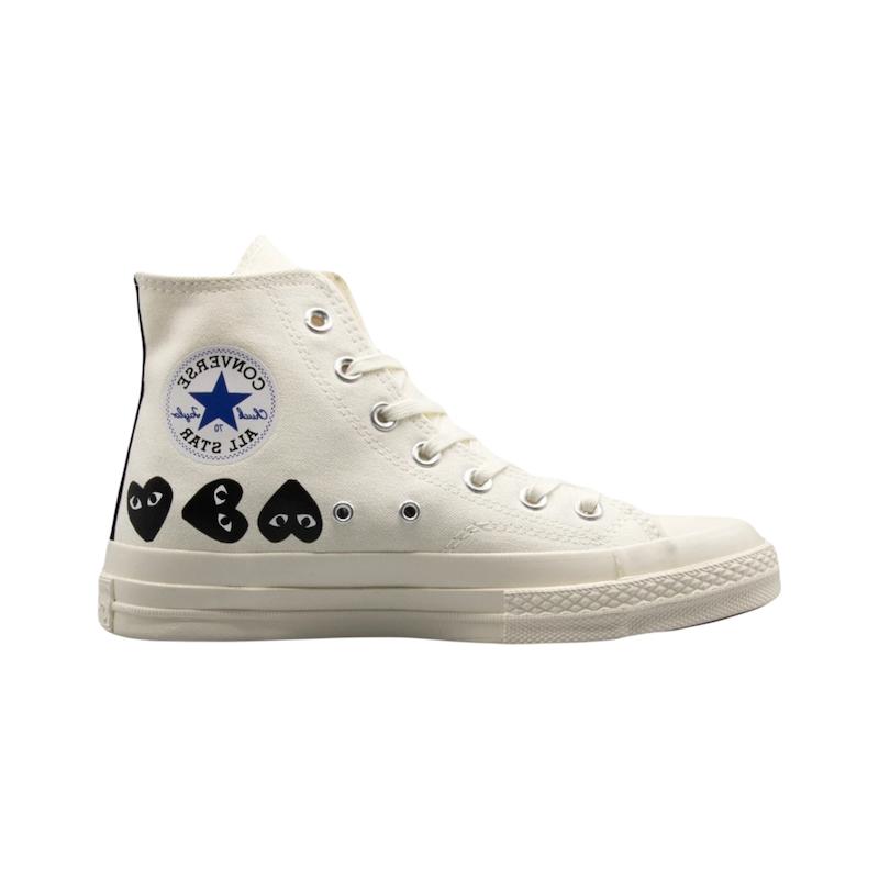 کانورس پلی مولتی هارت سفید مشکی ساقدار | Converse Cdg Play Multi Heart White Black Hightop