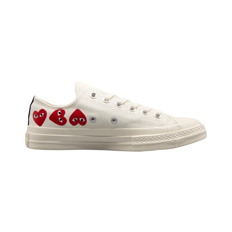 کانورس پلی مولتی هارت سفید ساق کوتاه | Converse Cdg Play Multi Heart White Lowtop