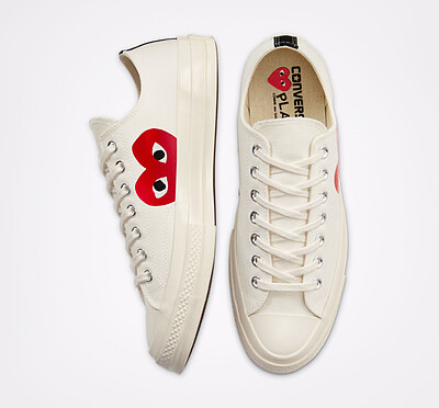 Converse x Comme des Garçons PLAY Chuck 70 High Top Cream/کانورس پلی بدون ساق کرم