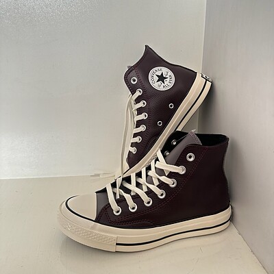 Dark maroon leather converse 