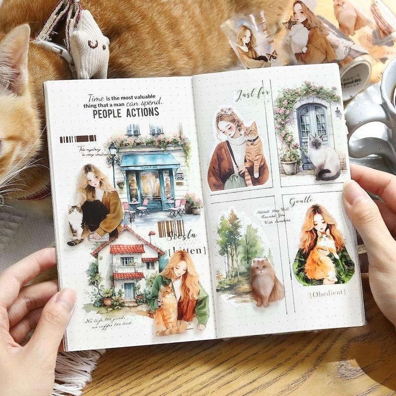 رول استیکر شفاف PET tape سری Cat and Dog