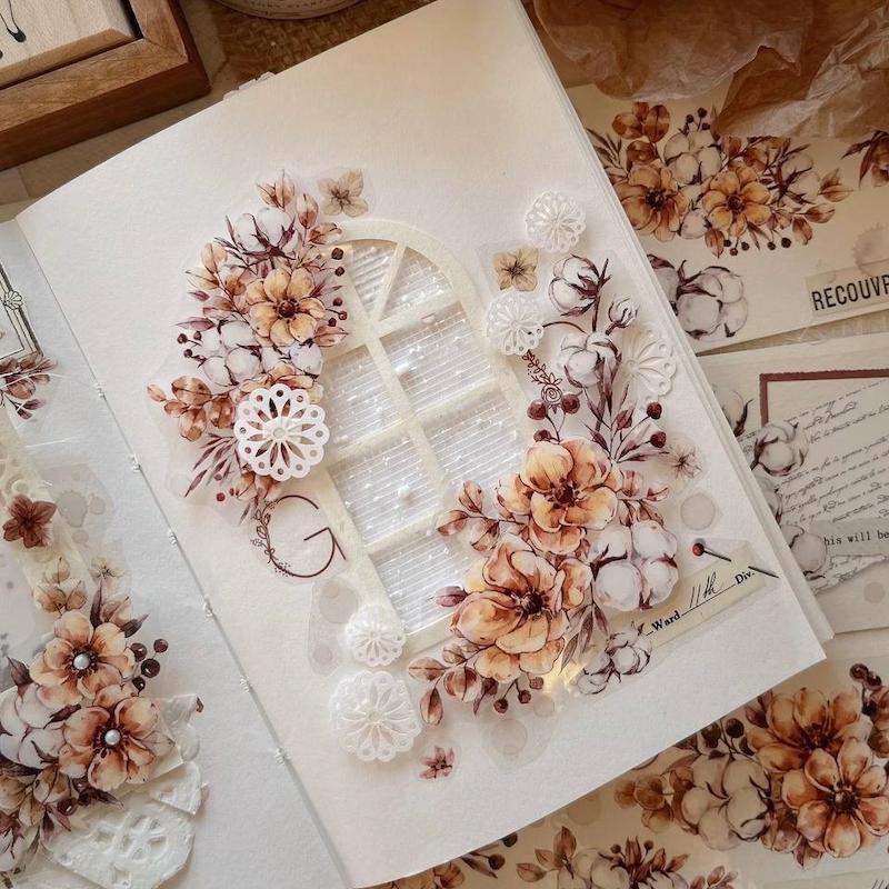 رول PET tape گل sunset kapok floral ء