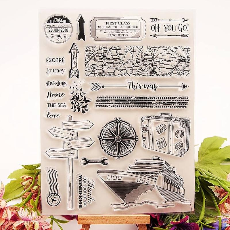 مهر سیلیکونی شفاف طرح سفر - کد T1491