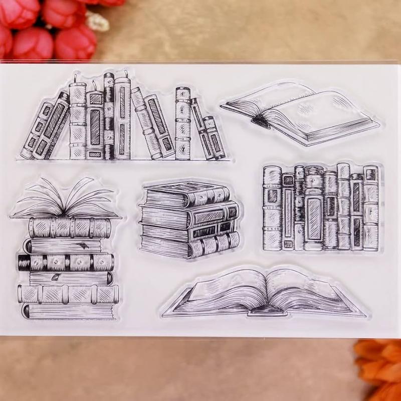 مهر سیلیکونی شفاف طرح کتاب - کد B4