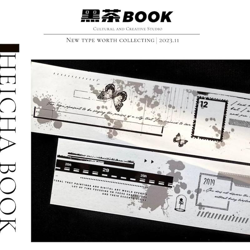 رول استیکر PET طرح Black - Butterfly & Stain