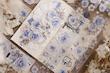 رول استیکر PET tape گل سری retro blue rose flowers
