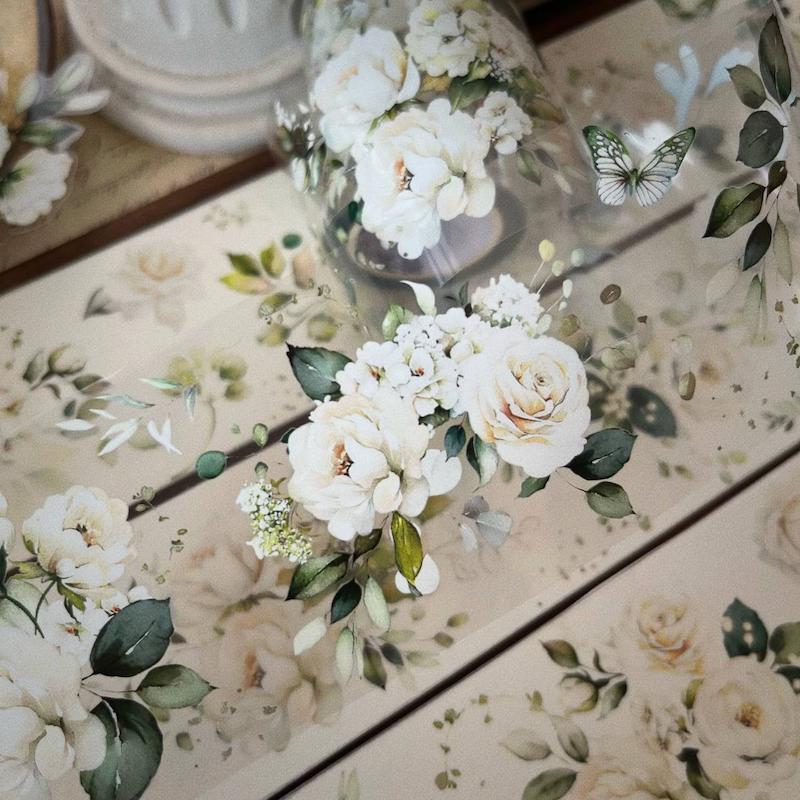 رول استیکر PET tape گل سری White Praise