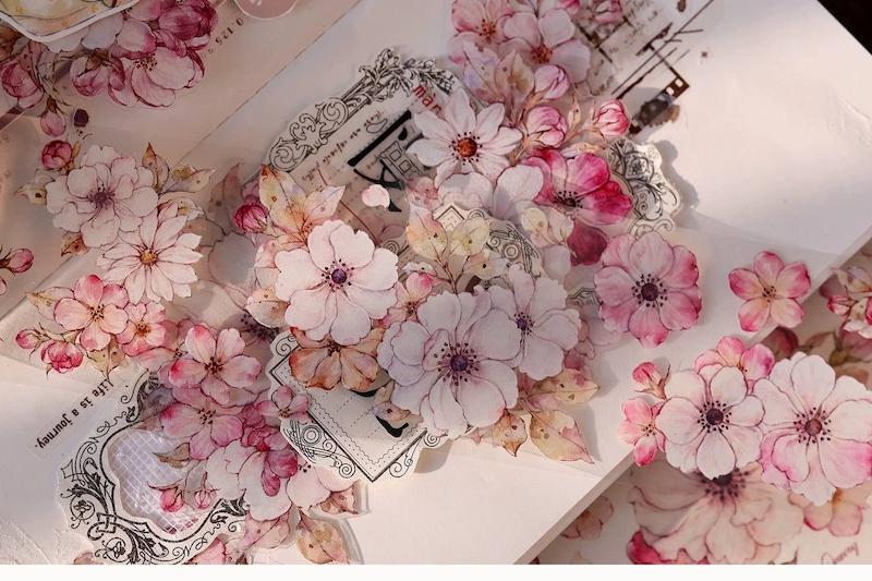 رول استیکر PET tape گل سری Peach Sky Flowers